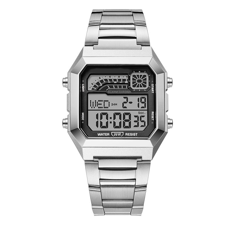 Montre numérique carrée unisexe avec écran lumineux