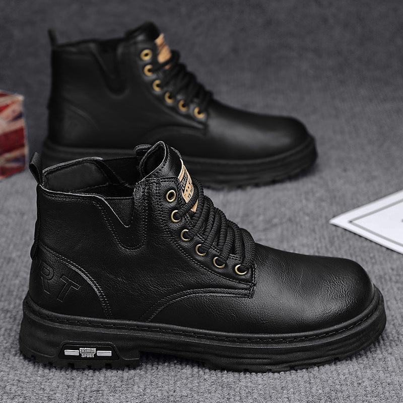 （Livraison gratuite）Bottes à lacets zippées vintage pour hommes