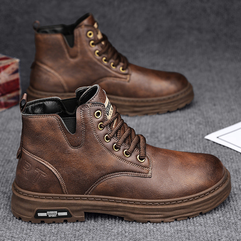 （Livraison gratuite）Bottes à lacets zippées vintage pour hommes