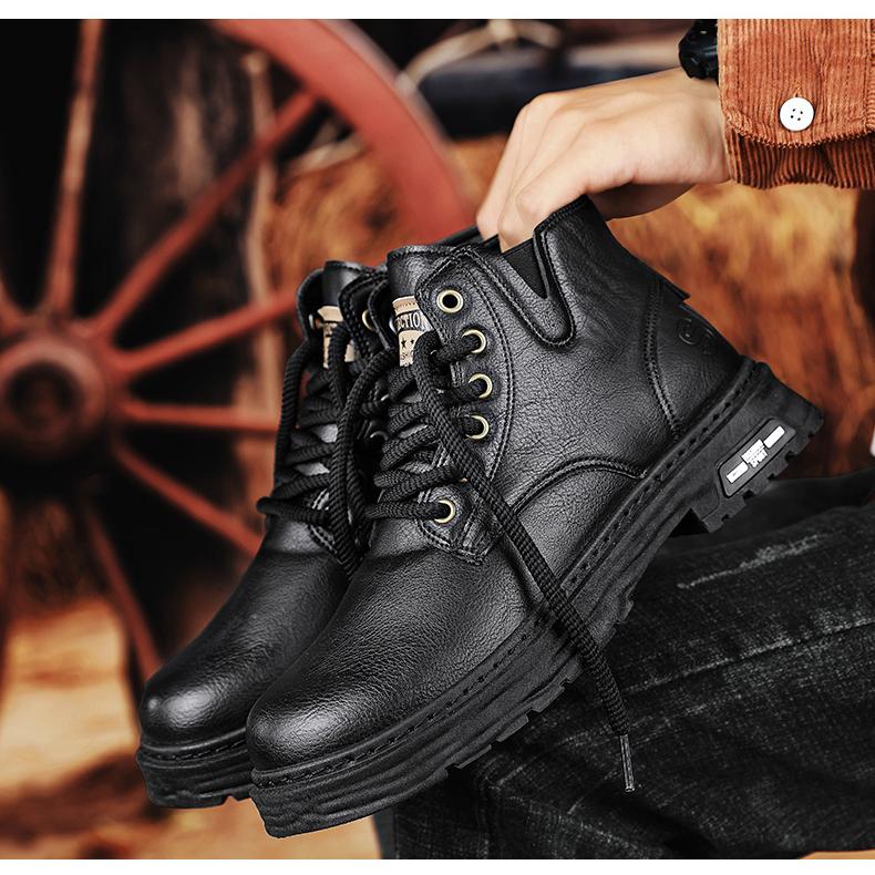 （Livraison gratuite）Bottes à lacets zippées vintage pour hommes