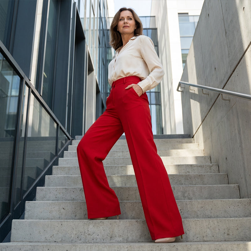 🌸DERNIER JOUR DE L'OFFRE SPÉCIALE - 62 % DE RÉDUCTION💕Pantalon taille haute à jambes larges pour femme, couleur unie