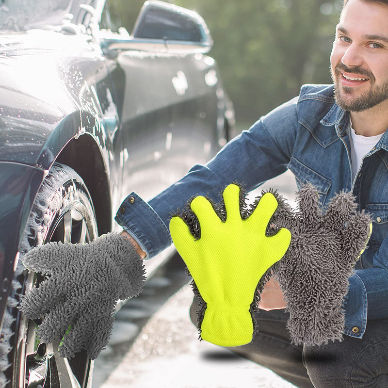 Gants de lavage double face à cinq doigts