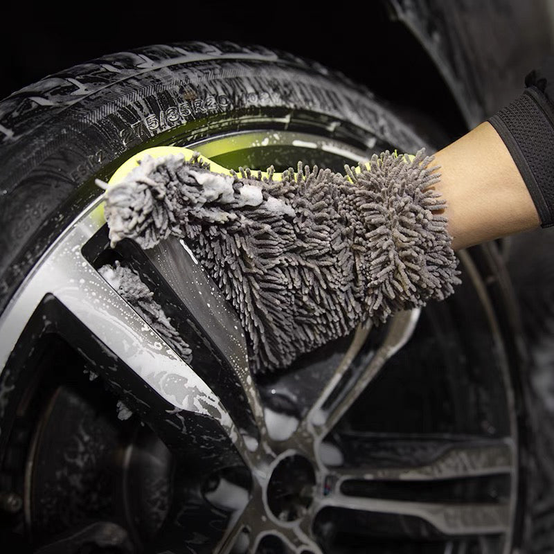 Gants de lavage double face à cinq doigts