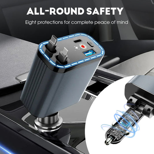 Chargeur de voiture ultra-rapide avec câbles rétractables et ambiance lumineuse étoilée