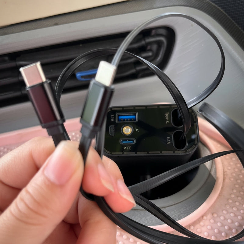 Chargeur de voiture ultra-rapide avec câbles rétractables et ambiance lumineuse étoilée