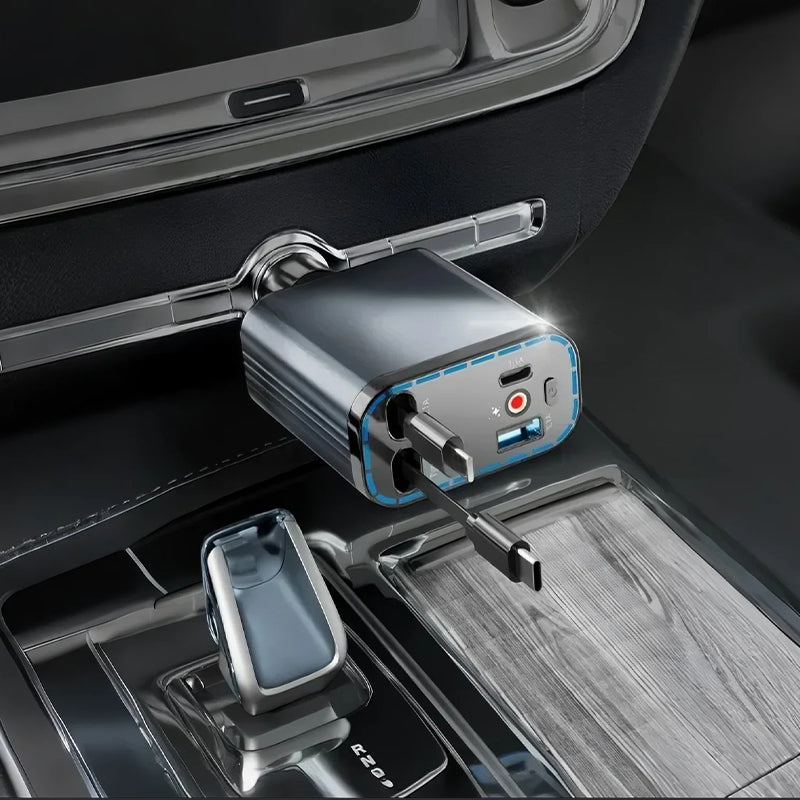 Chargeur de voiture ultra-rapide avec câbles rétractables et ambiance lumineuse étoilée
