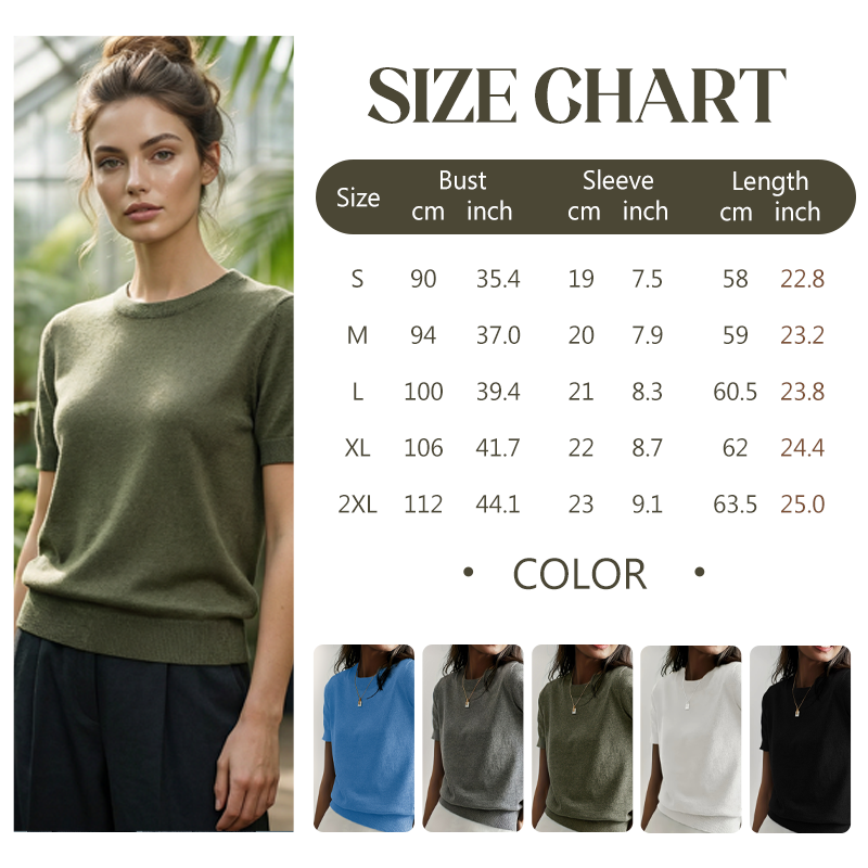 📢 📢Nouveauté 50 % DE RÉDUCTION ! 💥T-shirt à manches courtes et col rond pour femme