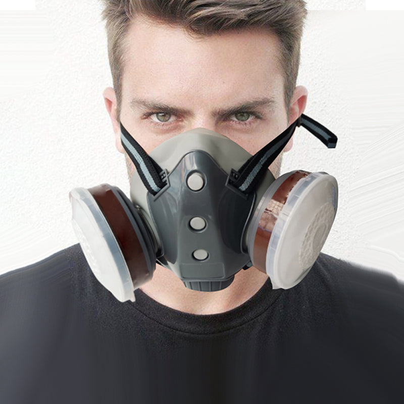 Masque à Gaz Double Filtre au Charbon Actif – Protection Anti-Poussière & Gaz Toxiques, Joint Étanche & Lunettes Incluses 🔥🛡️