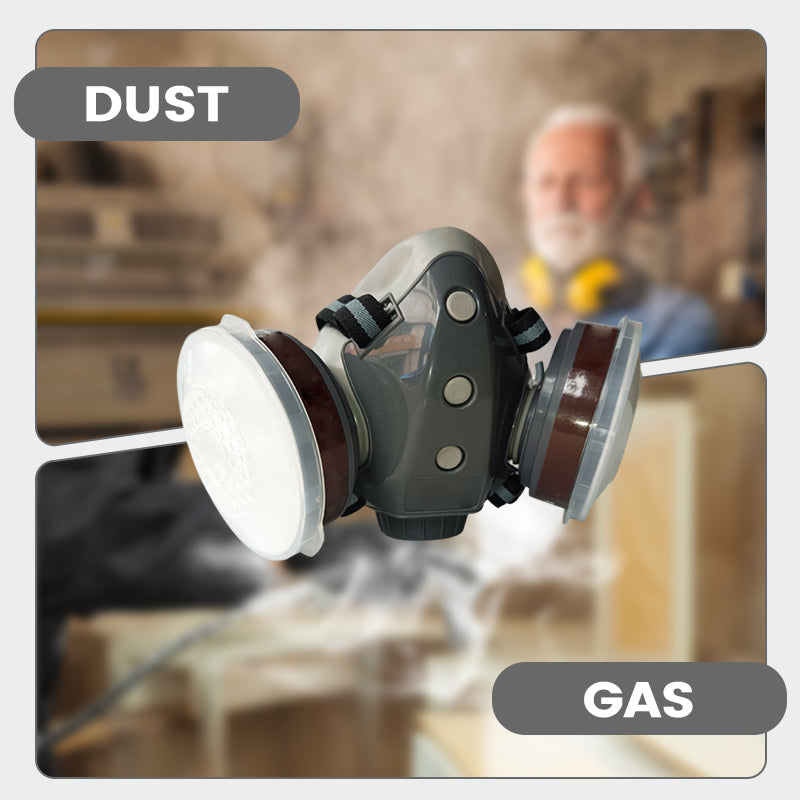 Masque à Gaz Double Filtre au Charbon Actif – Protection Anti-Poussière & Gaz Toxiques, Joint Étanche & Lunettes Incluses 🔥🛡️