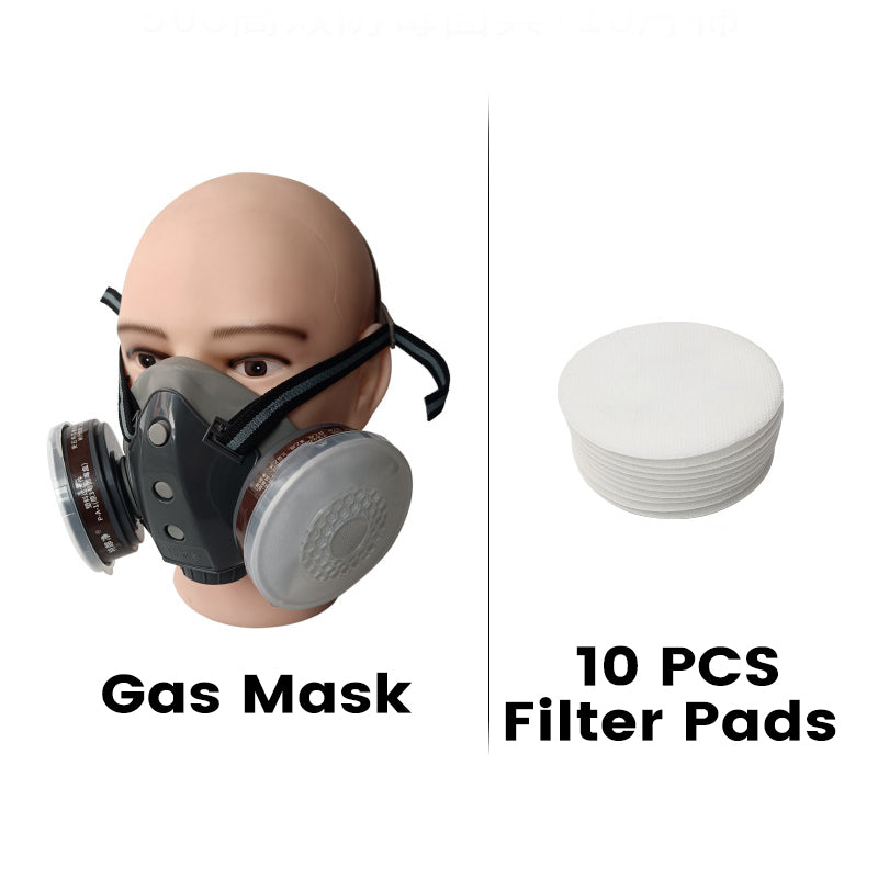 Masque à Gaz Double Filtre au Charbon Actif – Protection Anti-Poussière & Gaz Toxiques, Joint Étanche & Lunettes Incluses 🔥🛡️