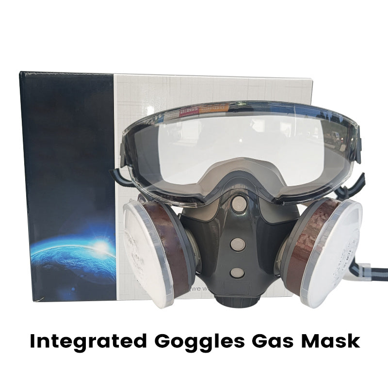 Masque à Gaz Double Filtre au Charbon Actif – Protection Anti-Poussière & Gaz Toxiques, Joint Étanche & Lunettes Incluses 🔥🛡️