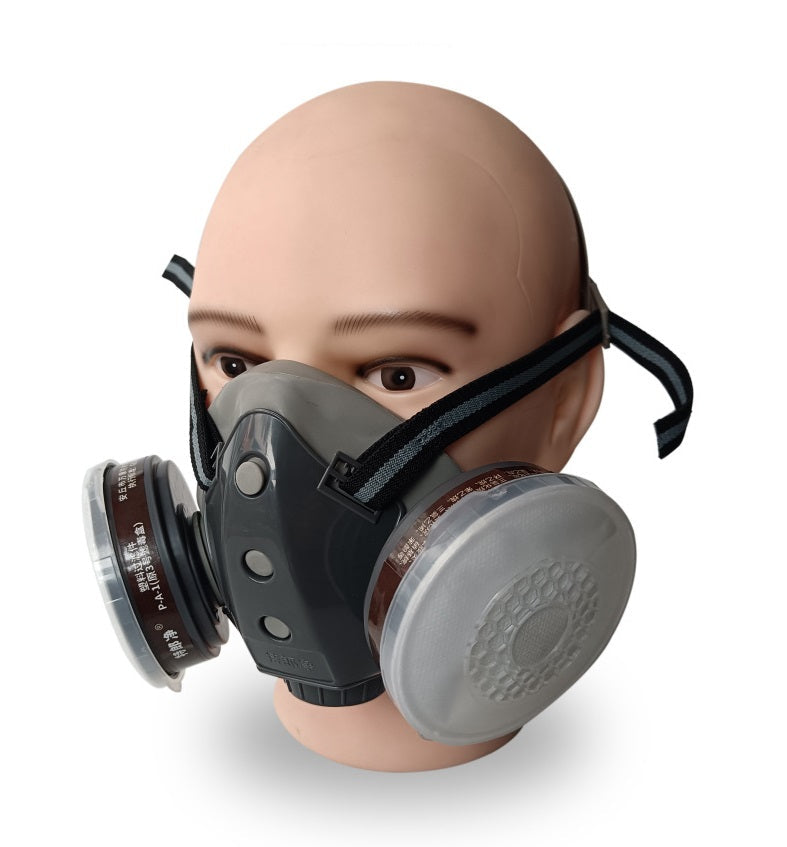 Masque à Gaz Double Filtre au Charbon Actif – Protection Anti-Poussière & Gaz Toxiques, Joint Étanche & Lunettes Incluses 🔥🛡️