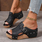 Sandales tendance à talon compensé et plateforme avec bout ouvert pour femme