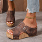 Sandales tendance à talon compensé et plateforme avec bout ouvert pour femme