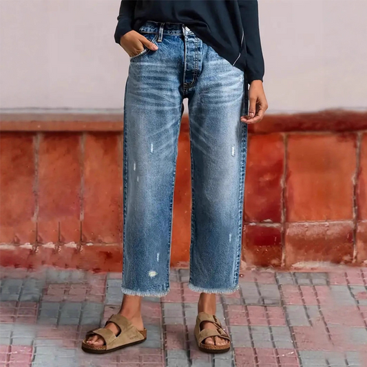 📢📢49 % DE RÉDUCTION !!!⏰Jean droit court rétro pour femme👖