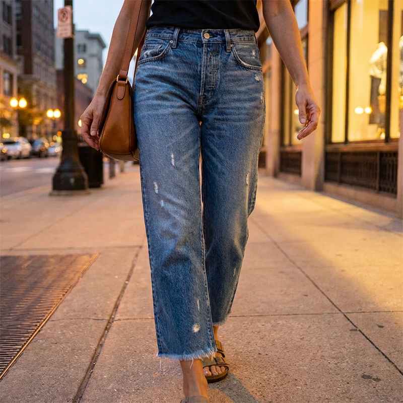 📢📢49 % DE RÉDUCTION !!!⏰Jean droit court rétro pour femme👖