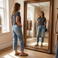 📢📢49 % DE RÉDUCTION !!!⏰Jean droit court rétro pour femme👖