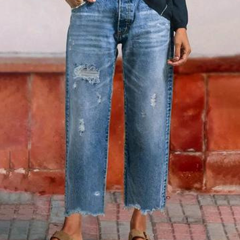 📢📢49 % DE RÉDUCTION !!!⏰Jean droit court rétro pour femme👖