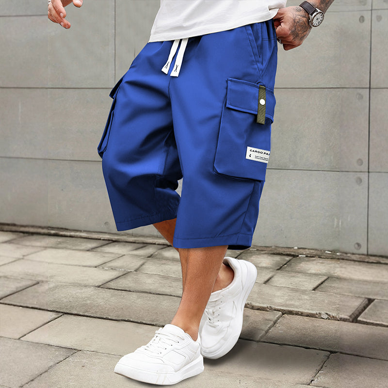 🍃 Pantalon Cargo Capri Homme – Taille à Cordon, Tissu Respirant ✨