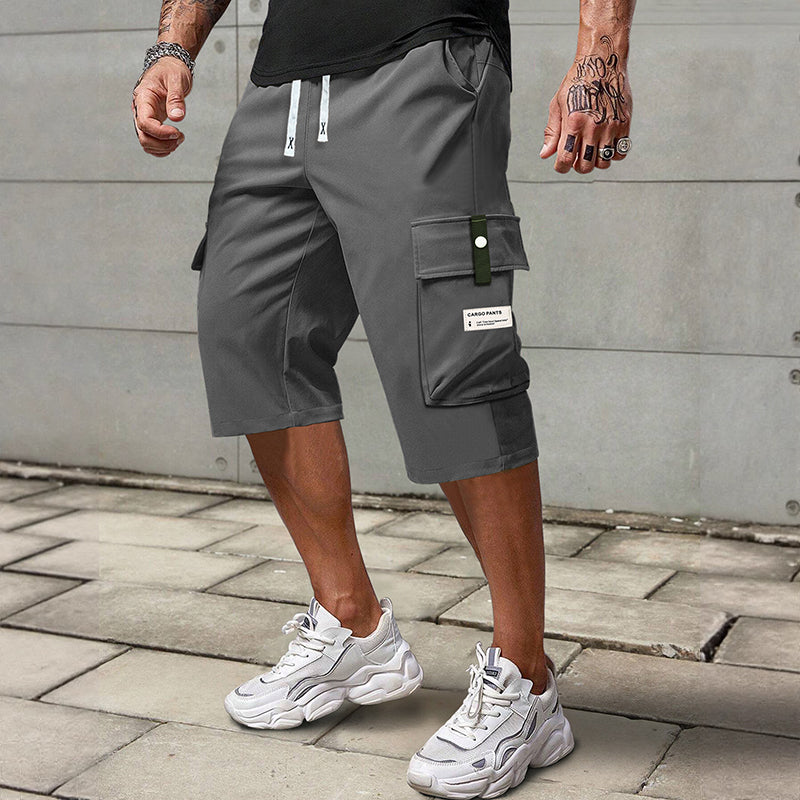 🍃 Pantalon Cargo Capri Homme – Taille à Cordon, Tissu Respirant ✨
