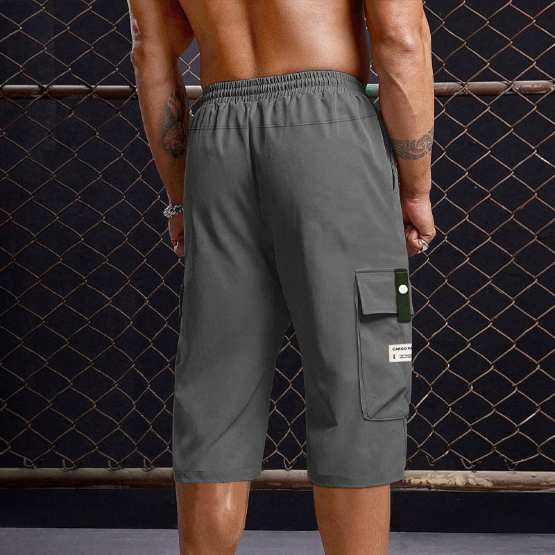 🍃 Pantalon Cargo Capri Homme – Taille à Cordon, Tissu Respirant ✨