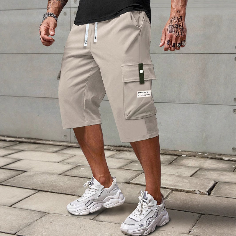 🍃 Pantalon Cargo Capri Homme – Taille à Cordon, Tissu Respirant ✨