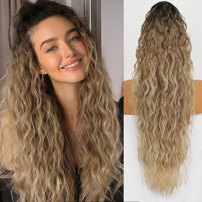 💜 DERNIER JOUR DE PROMOTION - 🔥70 % DE RÉDUCTION🔥 Extension de cheveux frisée et ondulée avec queue de cheval