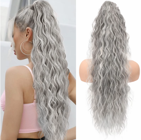 💜 DERNIER JOUR DE PROMOTION - 🔥70 % DE RÉDUCTION🔥 Extension de cheveux frisée et ondulée avec queue de cheval