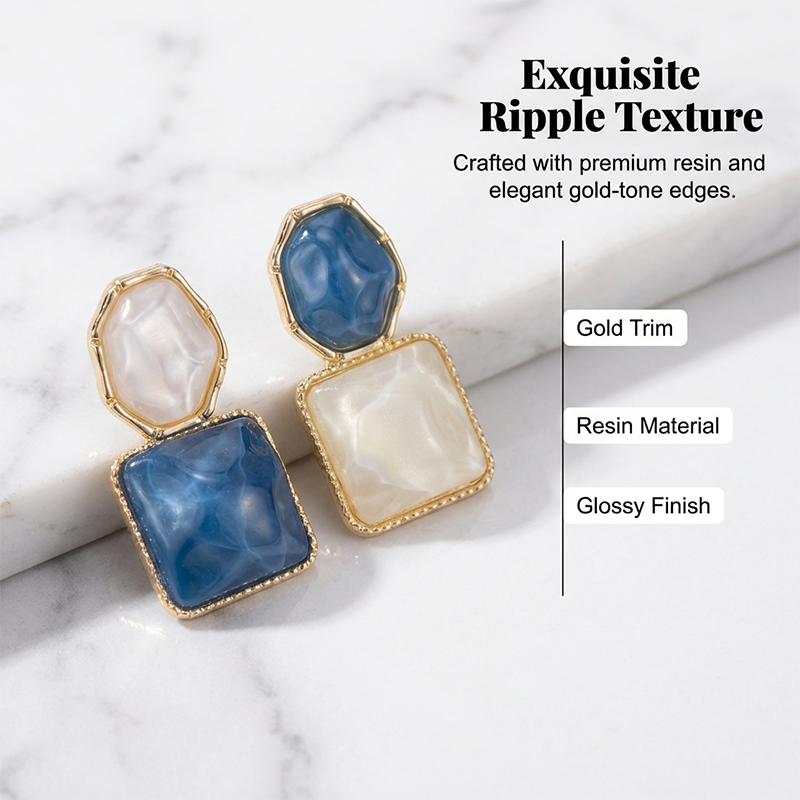 Boucles d'oreilles élégantes en forme de gouttes d'eau aux motifs géométriques