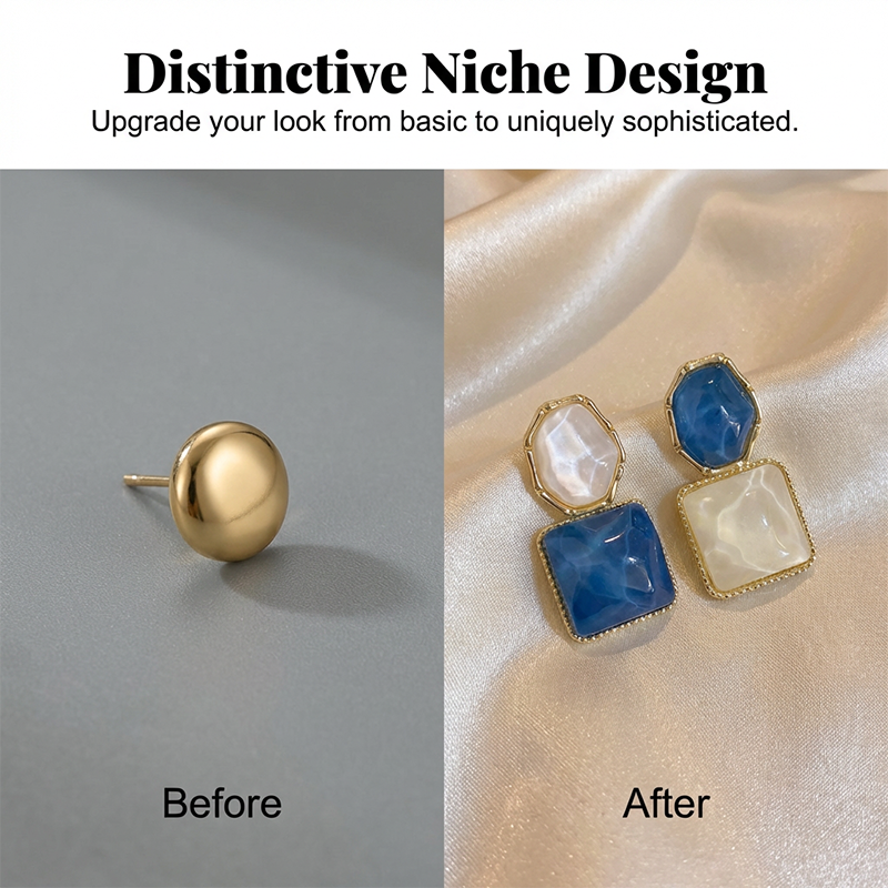 Boucles d'oreilles élégantes en forme de gouttes d'eau aux motifs géométriques