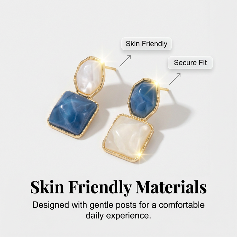 Boucles d'oreilles élégantes en forme de gouttes d'eau aux motifs géométriques