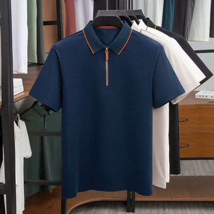 Nouveau polo décontracté à manches courtes, imprimé et zippé