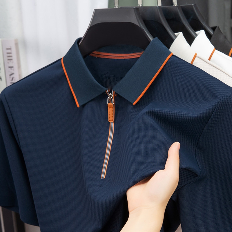 Nouveau polo décontracté à manches courtes, imprimé et zippé