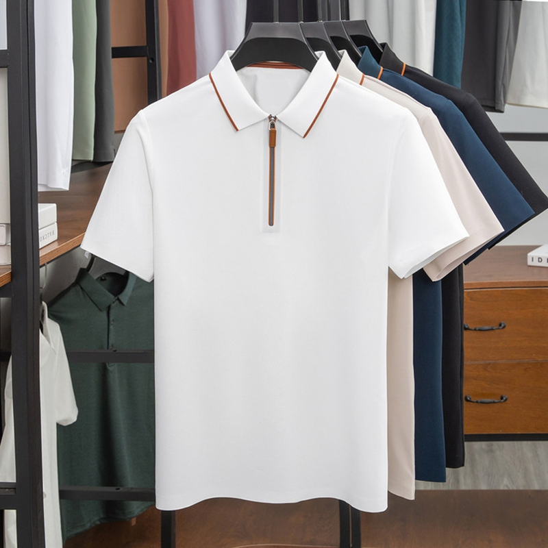 Nouveau polo décontracté à manches courtes, imprimé et zippé