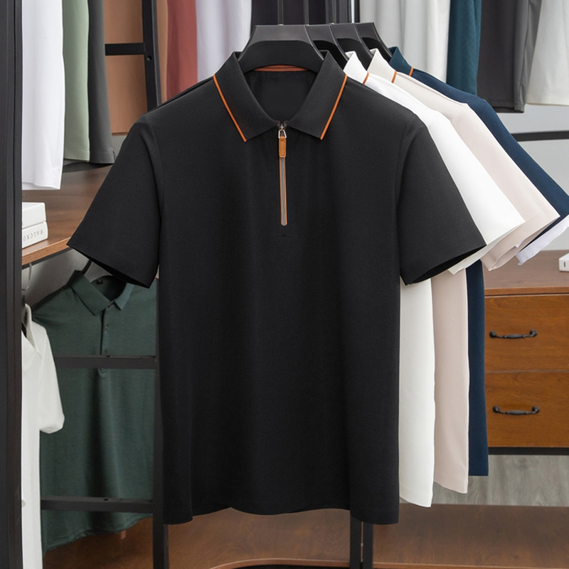 Nouveau polo décontracté à manches courtes, imprimé et zippé