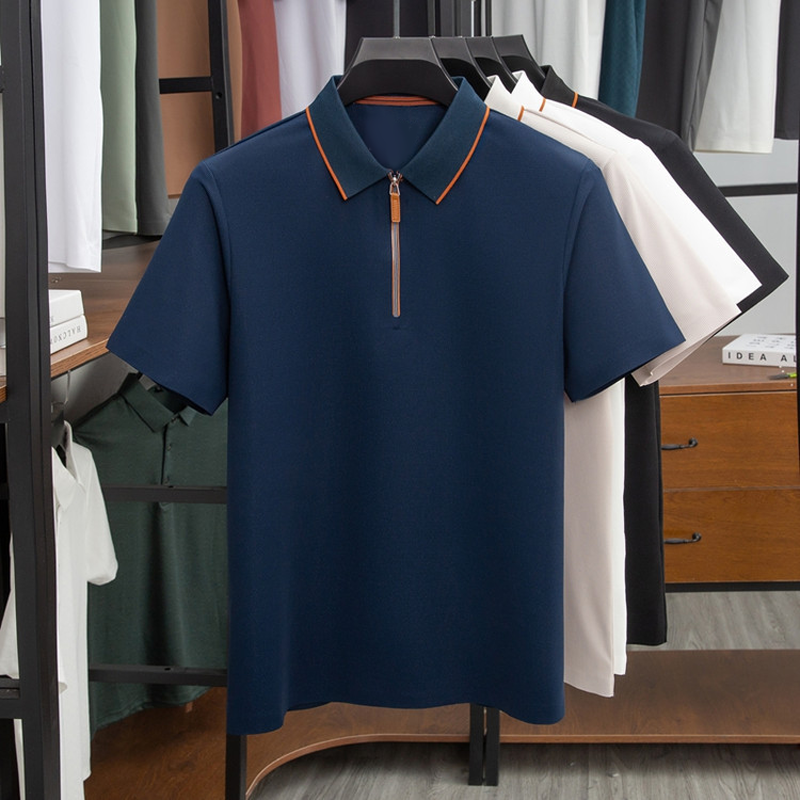 Nouveau polo décontracté à manches courtes, imprimé et zippé