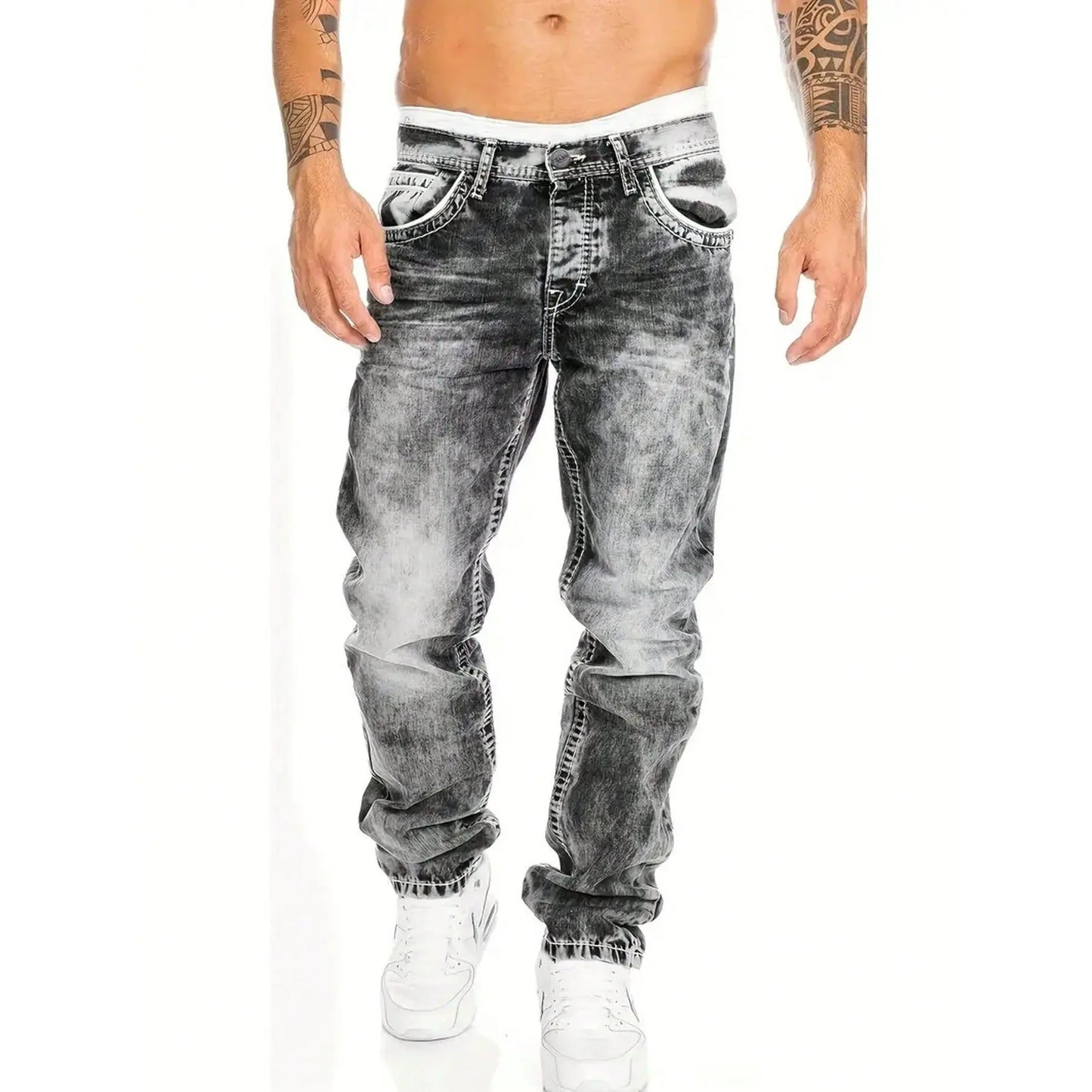 Jean en denim extensible créatif à la mode pour hommes, style minimaliste adapté à l'été, style Emo
