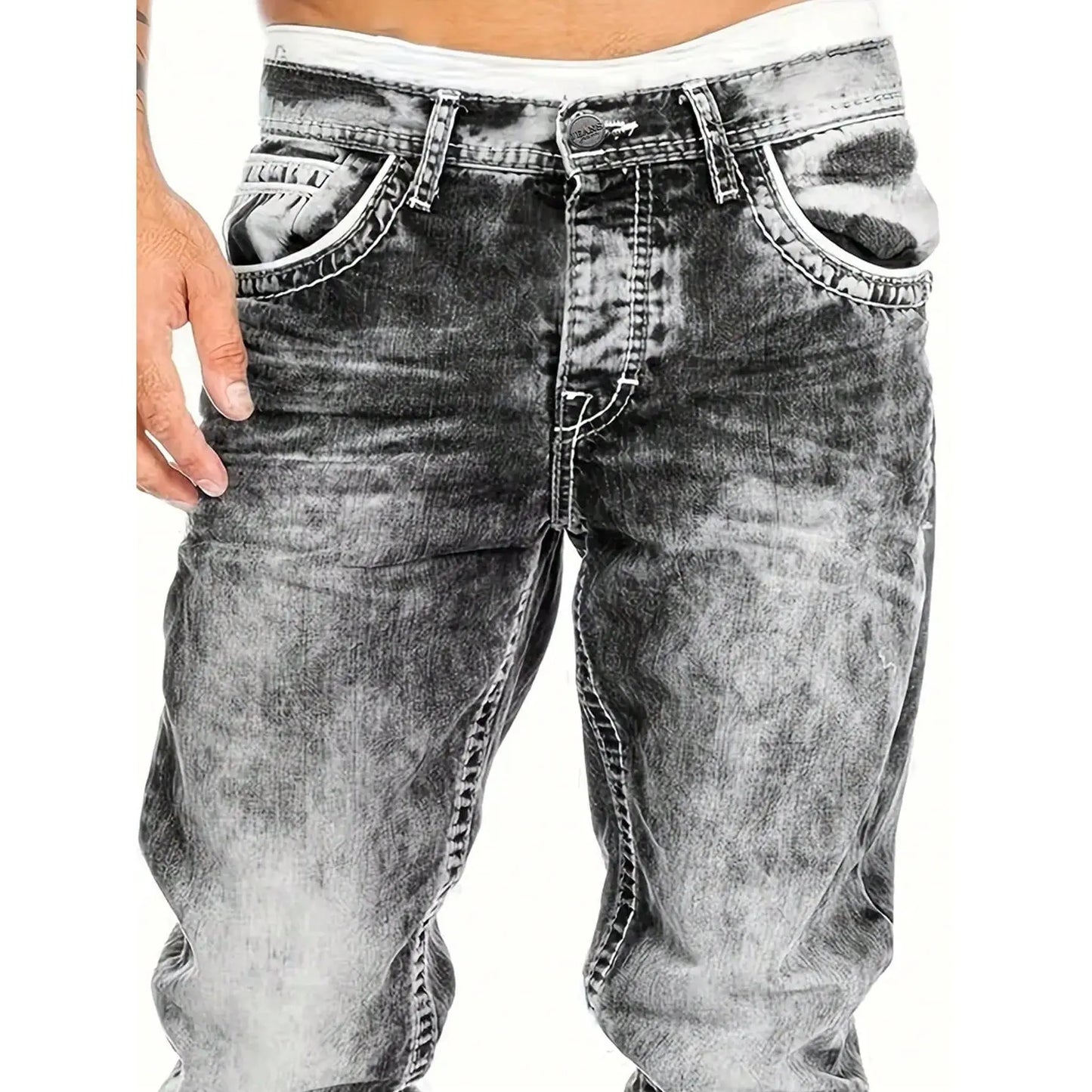 Jean en denim extensible créatif à la mode pour hommes, style minimaliste adapté à l'été, style Emo