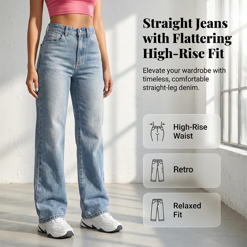 Jean pour femme à taille haute et coupe droite