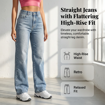 Jean pour femme à taille haute et coupe droite