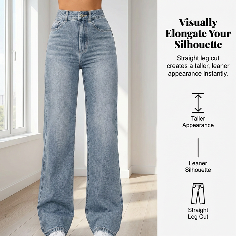 Jean pour femme à taille haute et coupe droite