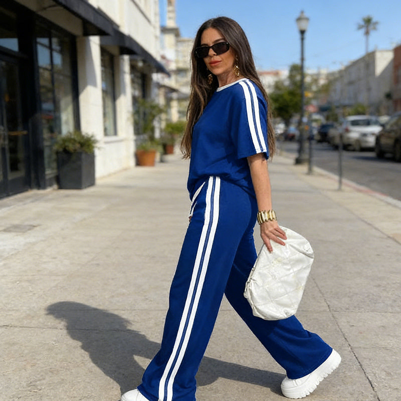 👖 50 % DE RÉDUCTION SUR L'ENSEMBLE DEUX PIÈCES À RAYURES ! ✨ Doux, respirant et coupe ample pour un look décontracté parfait 🌿