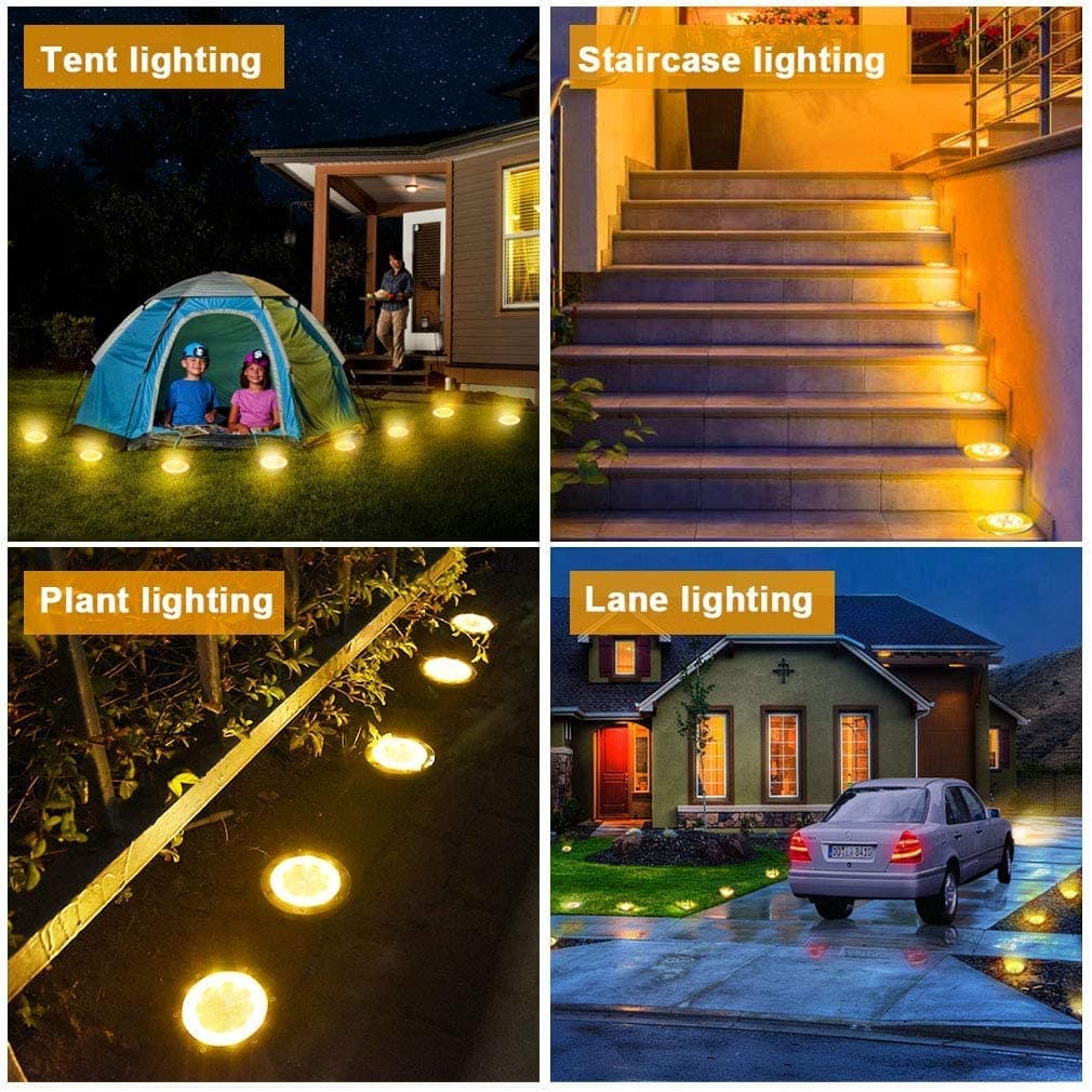 Lampe solaire d'extérieur en acier inoxydable avec 8 LED