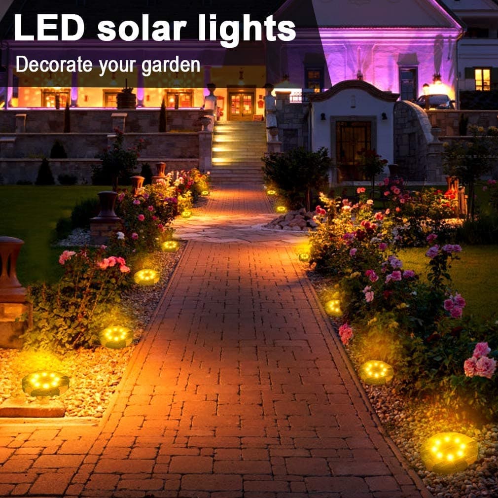 Lampe solaire d'extérieur en acier inoxydable avec 8 LED