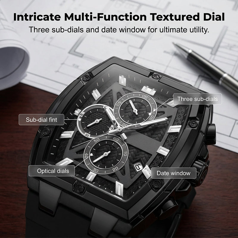 📢📢60 % de réduction !! ⏰Montre pour homme au boîtier moderne de forme tonneau