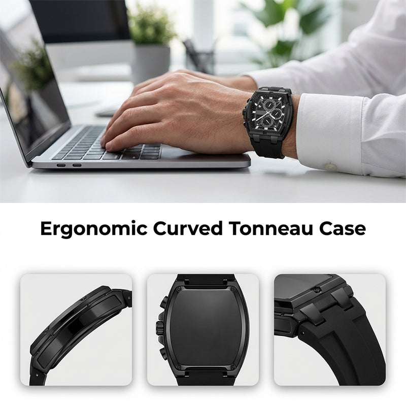 📢📢60 % de réduction !! ⏰Montre pour homme au boîtier moderne de forme tonneau