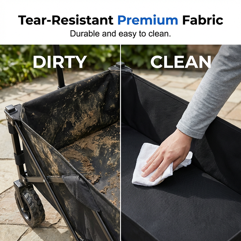 💯🛒 PROMO FLASH 50% ! Chariot Pliable de Transport Extérieur – Cadre Acier, Roues Détachables 360°, Capacité 80kg, 130L, 2 Tailles, Parfait pour Pique-Nique, Plage & Jardinage 🌿