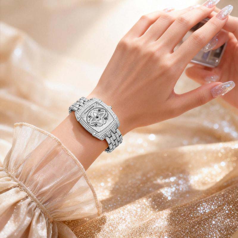 📢 📢 50 % de réduction！！✨Montre-bracelet pour femme en quartz, ornée de strass⌚