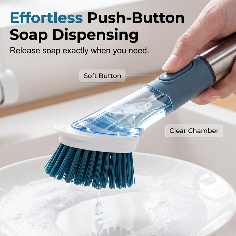 Ensemble tout-en-un de brosses et distributeur de savon