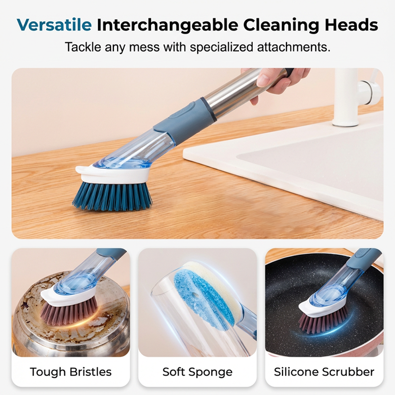 Ensemble tout-en-un de brosses et distributeur de savon